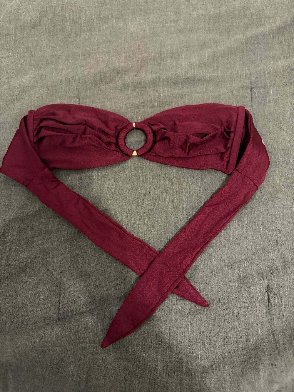 Kulani Kinis Burgundy Ring-Front Bandeau Bikini Top